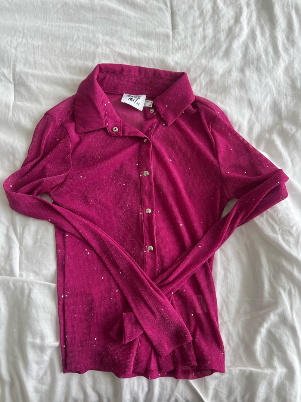 Princess Polly Magenta Button-Front Long Sleeve Top